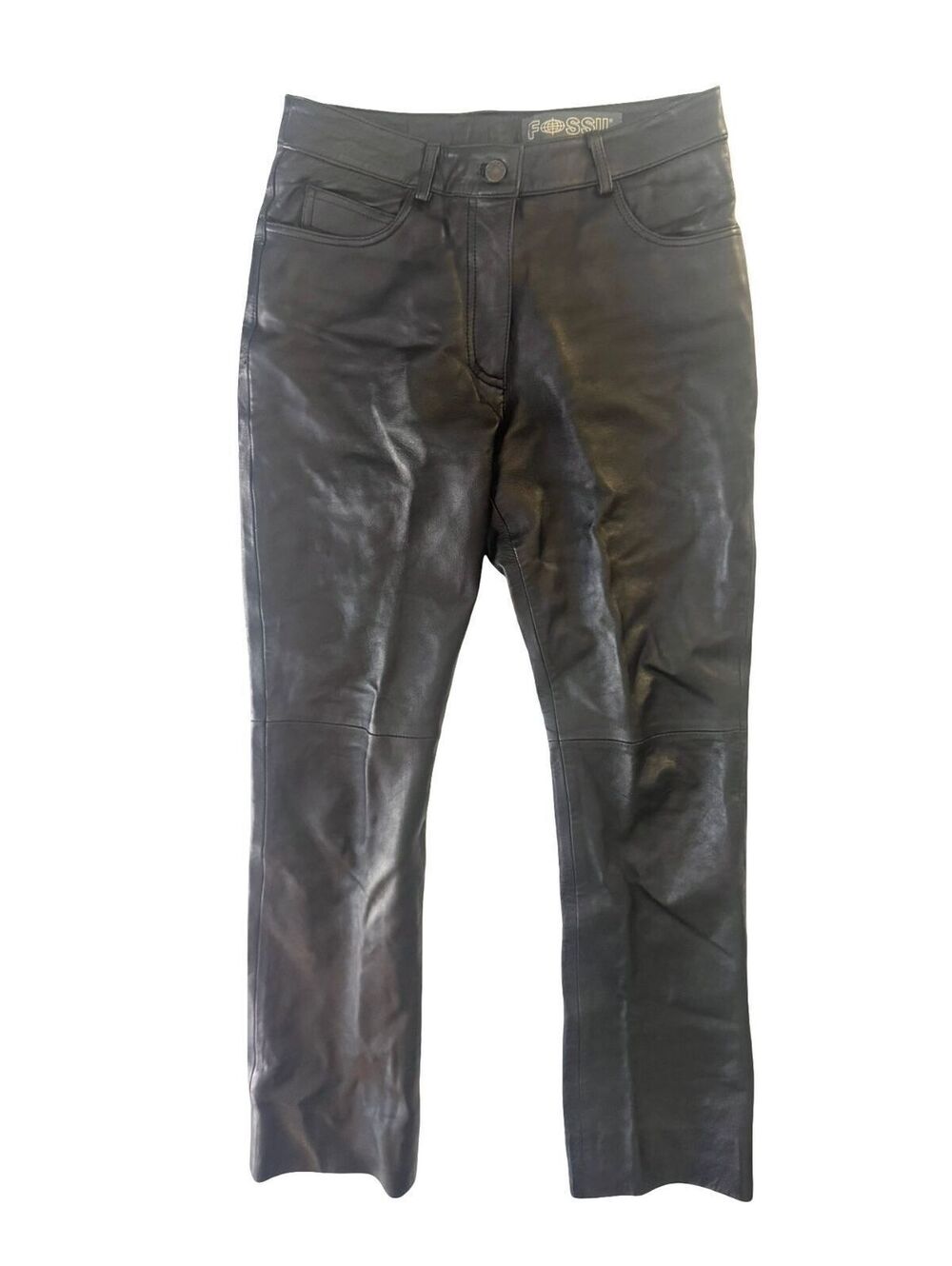 Fossil Women’s Brown Genuine Leather Pants Size 4 Straight Leg Y2K Lined